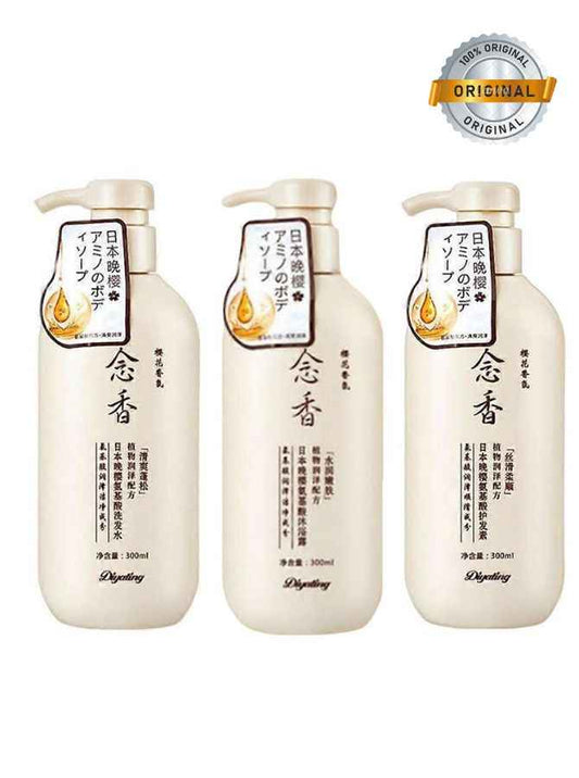 Diyating Sakura Japanese Shampoo Conditioner Body Wash,Hair Body Care Growth Set of 3