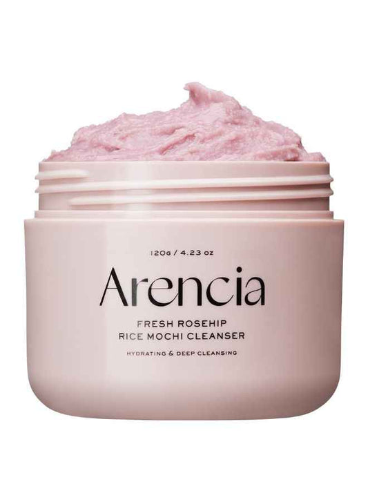 Arencia Fresh Rosehip Rice Mochi Cleanser & Daily Scrub - Moisturizing, Exfoliating & Deep-Cleansing - All Skin Types with Rice Powder & Rice Water (120g)