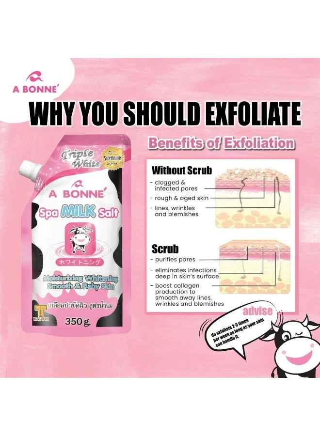A Bonne Milk Salt Body Scrub – 350g | Thai Moisturizing Spa Salt for Glowing, Soft Skin