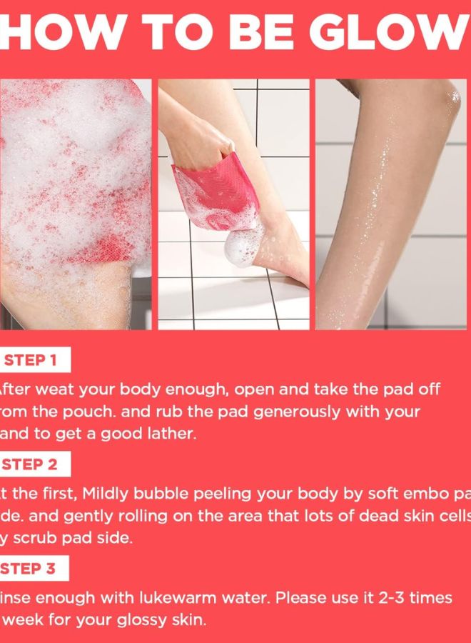 Mom’s Bath Recipe Body Peeling Pad Strong, All in One Bubble Body Wash & Scrub Gloves with Kelp & Biotics, 1 Sheet 25 ml - Skin Glow