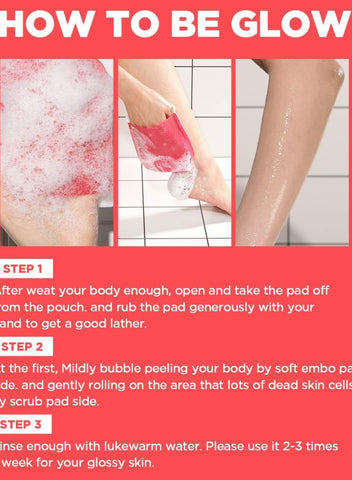 Mom’s Bath Recipe Body Peeling Pad Strong, All in One Bubble Body Wash & Scrub Gloves with Kelp & Biotics, 1 Sheet 25 ml - Skin Glow