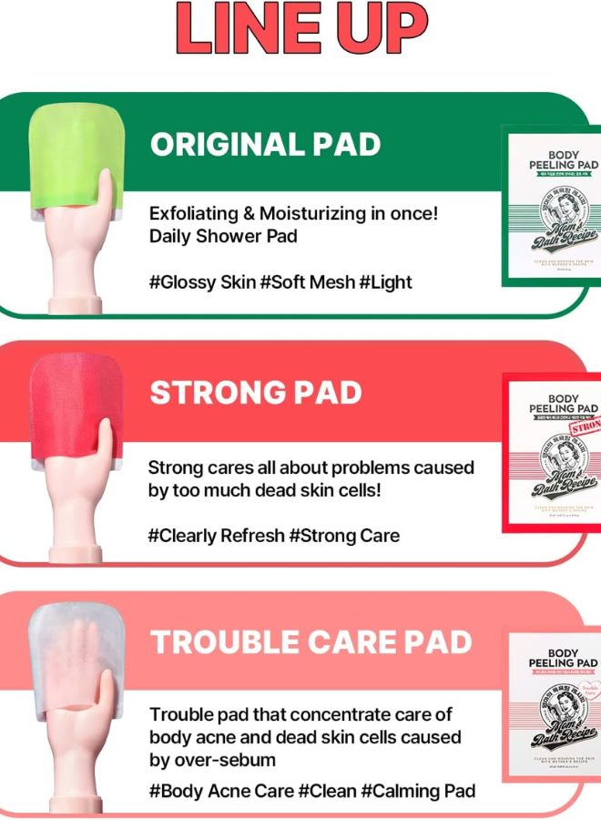 Mom’s Bath Recipe Body Peeling Pad Strong, All in One Bubble Body Wash & Scrub Gloves with Kelp & Biotics, 1 Sheet 25 ml - Skin Glow