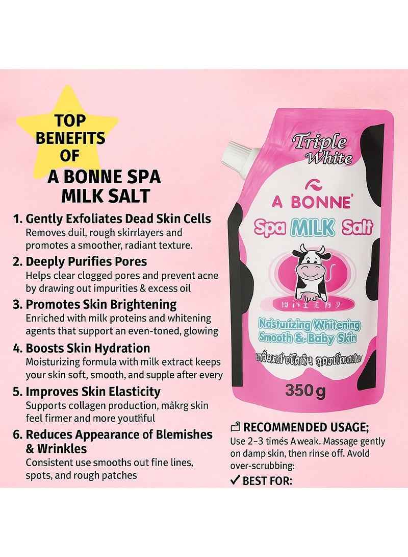A Bonne Milk Salt Body Scrub – 350g | Thai Moisturizing Spa Salt for Glowing, Soft Skin