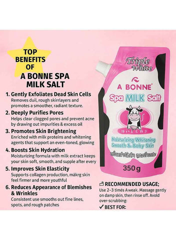 A Bonne Milk Salt Body Scrub – 350g | Thai Moisturizing Spa Salt for Glowing, Soft Skin
