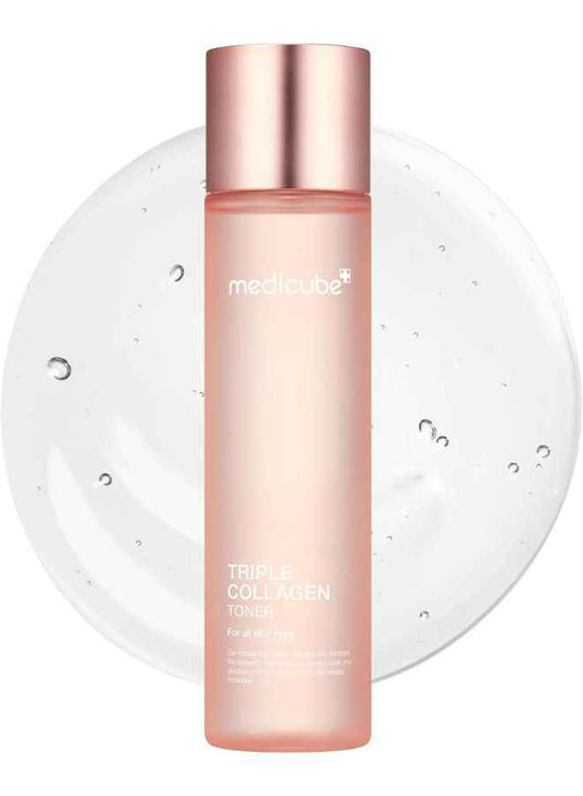 Medicube Triple Collagen Toner - Hydrolyzed, Atelo, & Soluble Collagen for Deep Hydration & Plump Skin - Fast-Absorbing Formula for All-Day Suppleness, Korean Skincare